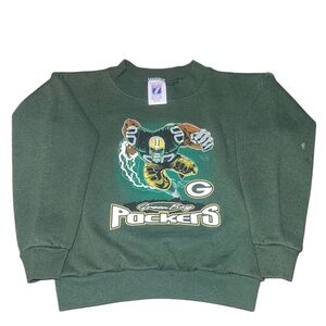 Vintage 90s Kids Green Bay Packers Logo7 Crewneck Sweatshirt